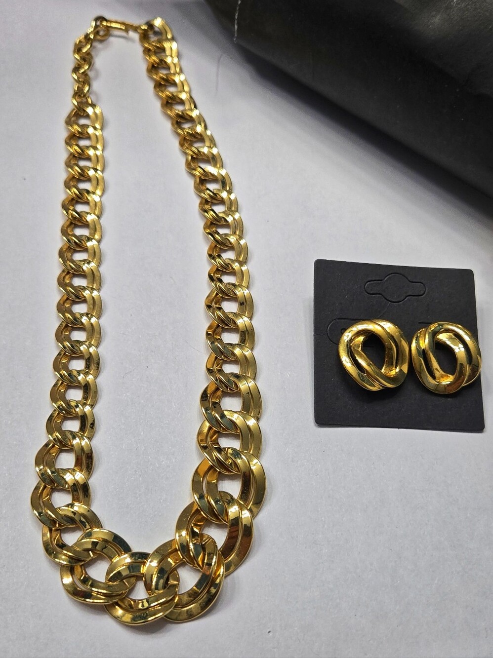 Monet Vintage Gold-Tone Chunky Chain Necklace & Stud Earring Set - Picture 9 of 14